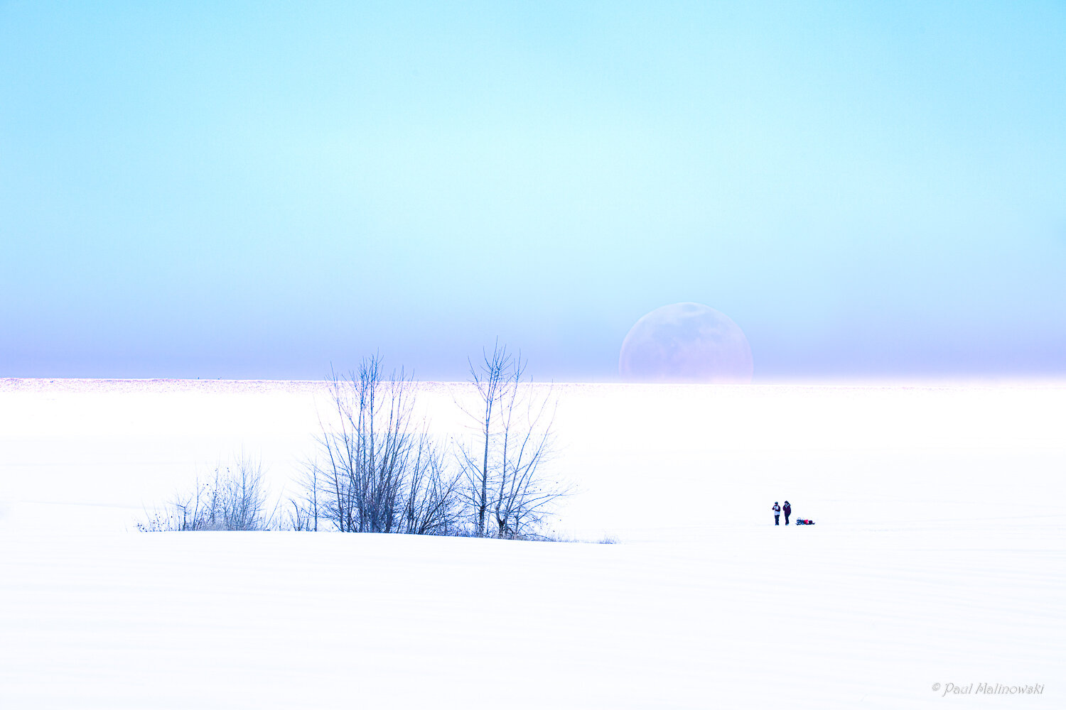 snow moon rising