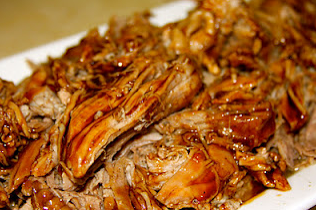 Crockpot Balsamic Pork Tenderloin & Oven Roasted Garlic Brussels Sprouts {recipe}