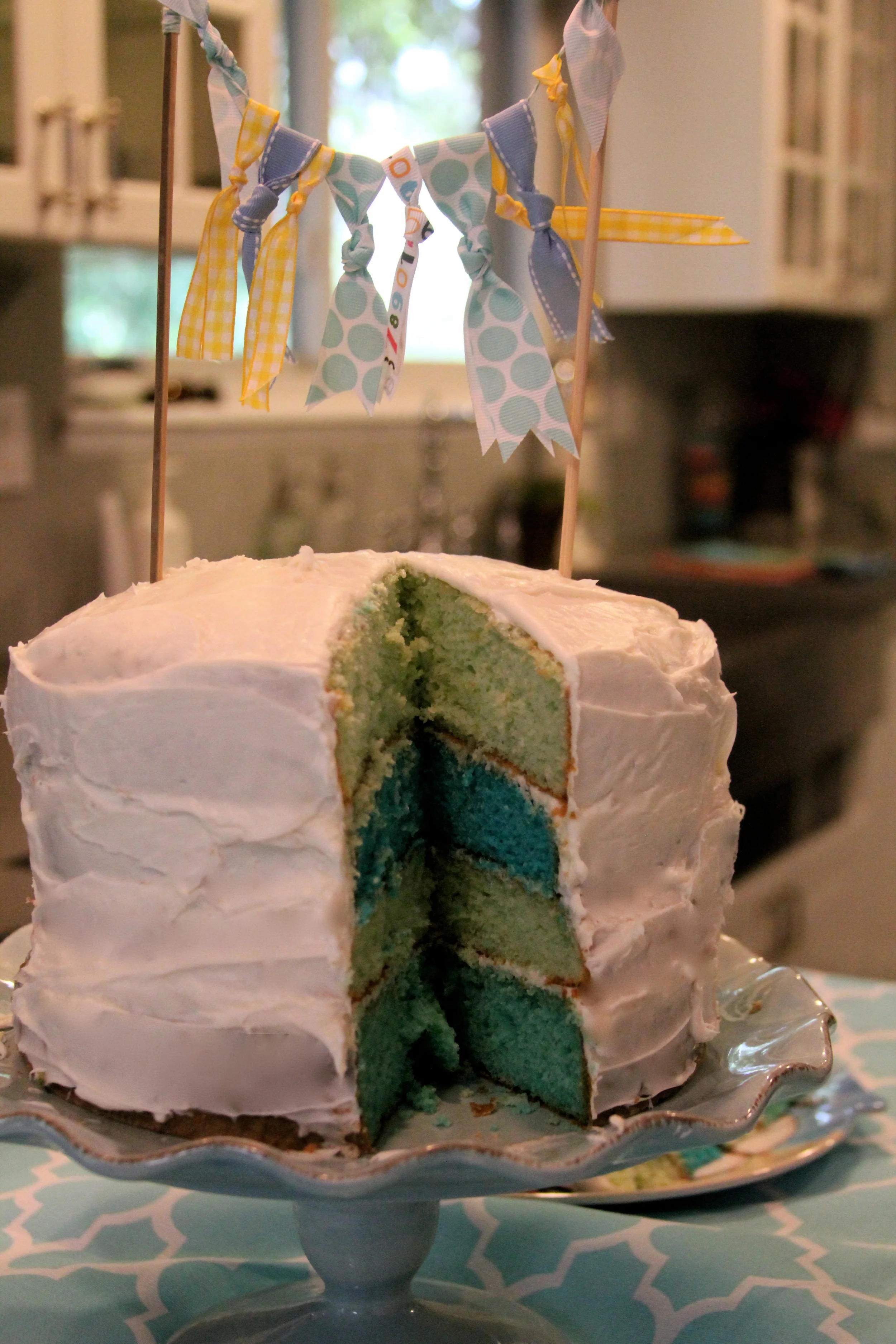 a stacked cake & ribbon bunting | laith's 4th birthday