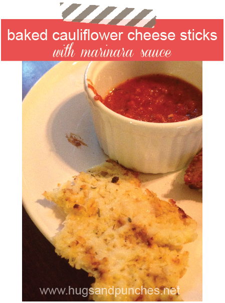 baked cauliflower cheese sticks with marinara sauce {recipe}