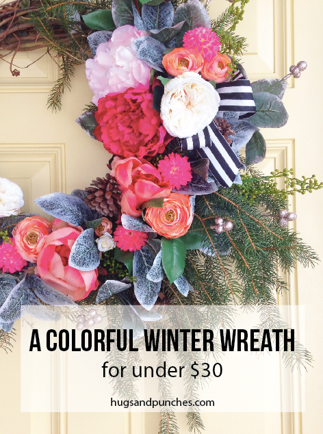 a colorful winter wreath for under $30