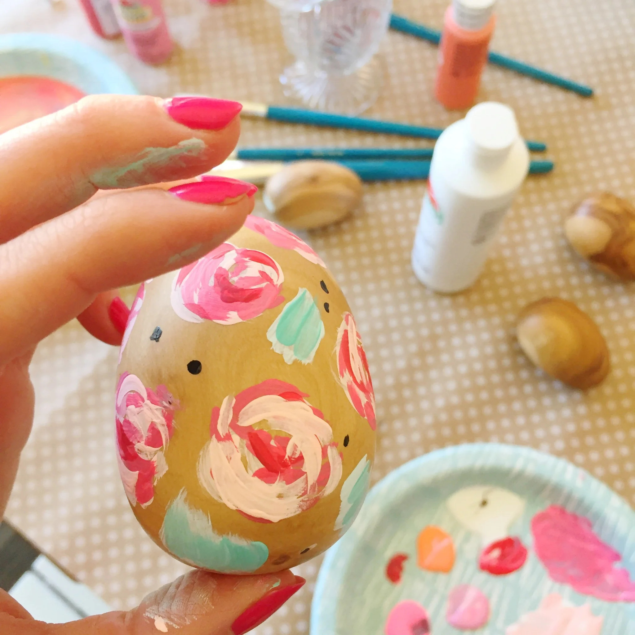DIY olive wood painted Easter eggs
