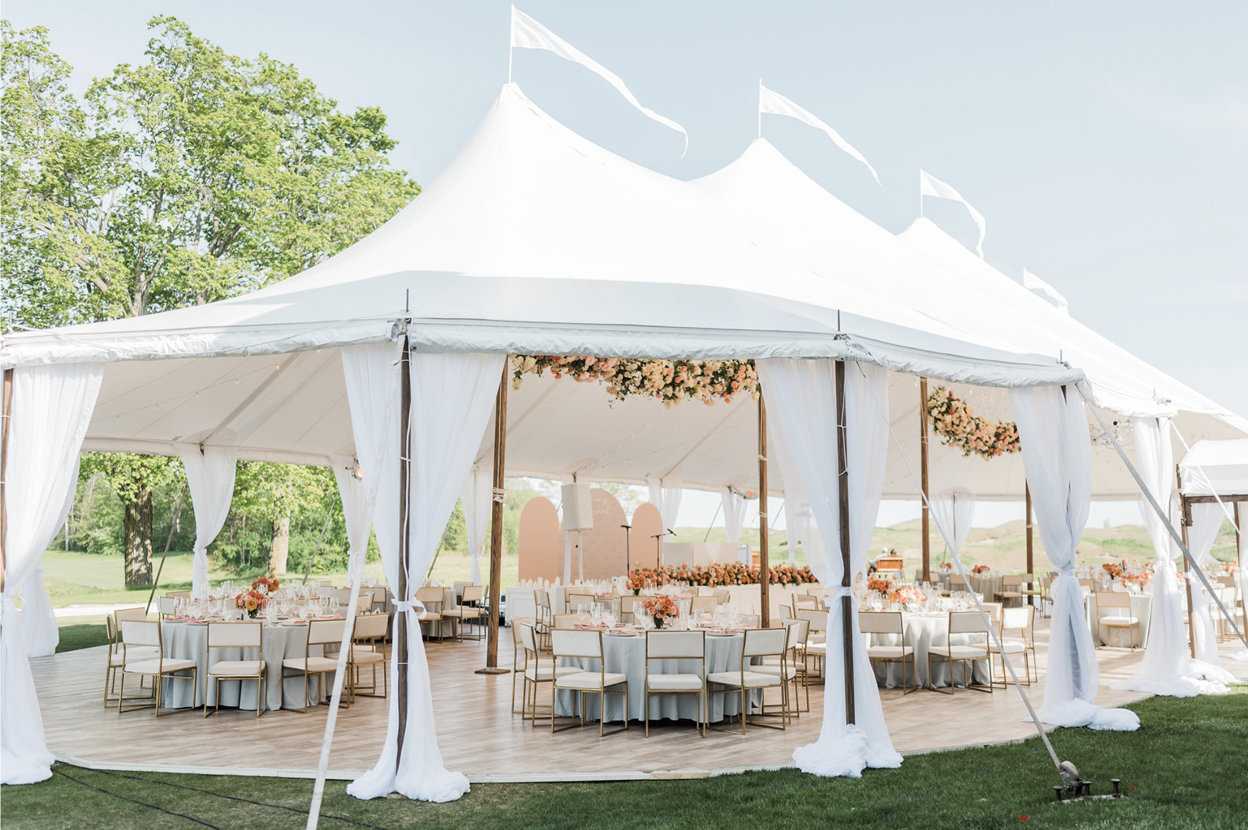 FLORAL COURTYARD + SAILCLOTH TENT, KOHLER WEDDING