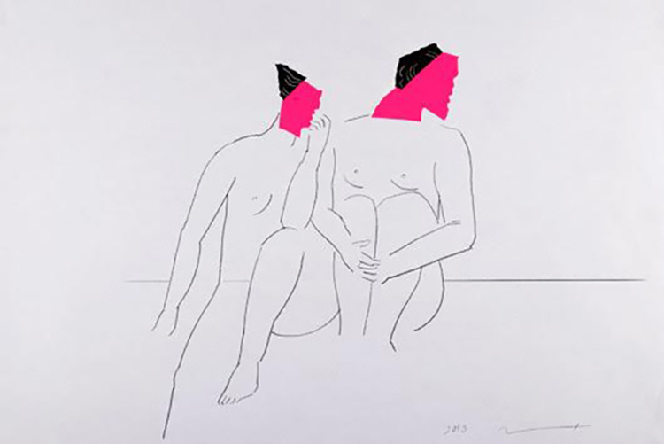 figure with the shadow 53 x 79 cm collage, ink and pencil on paper 2014