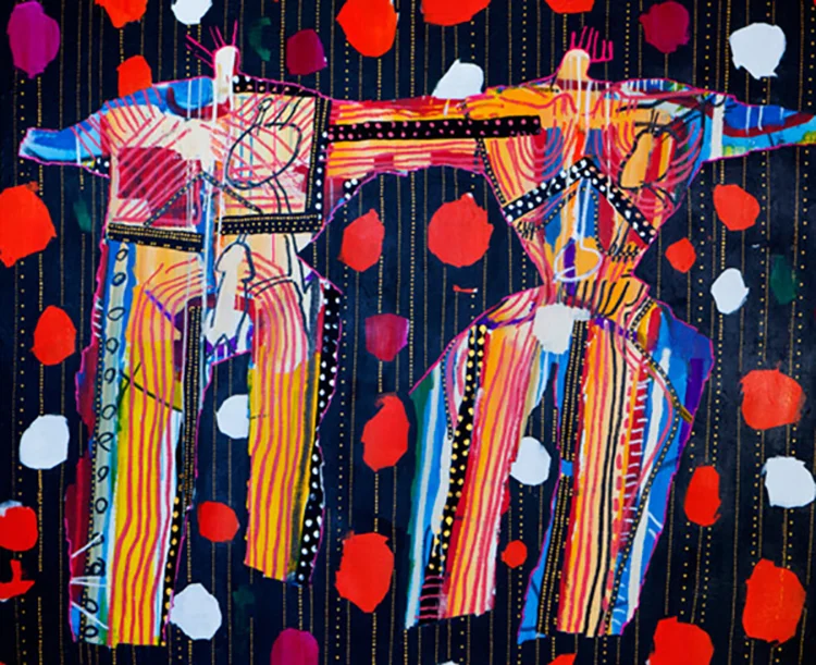 few colors in the dark 126 x 155 cm acrylic, ink, spray and oil pastel on canvas 2012