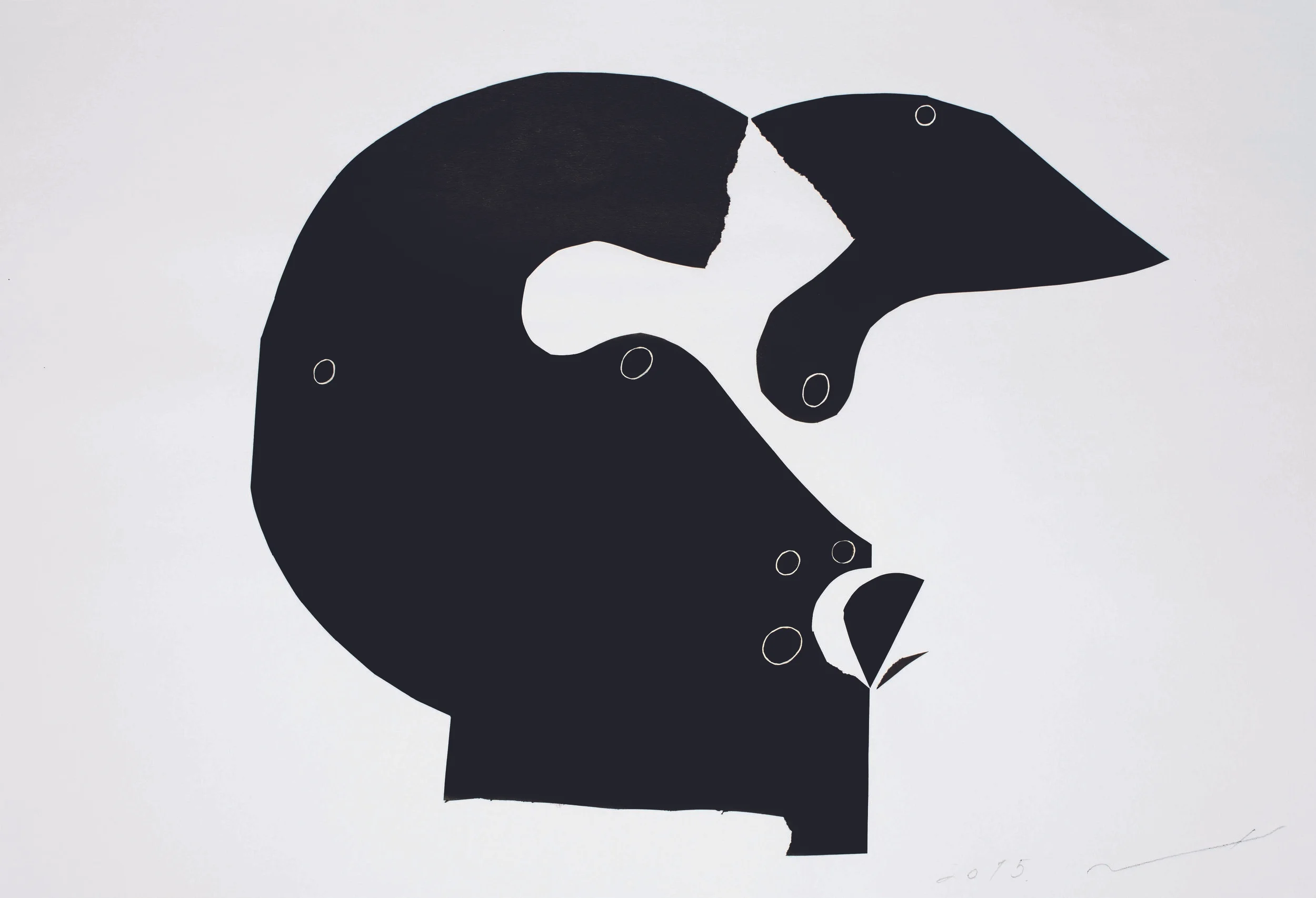 the analyze 21 x 31 inch (53 x 79 cm) collage and ink on paper 2015