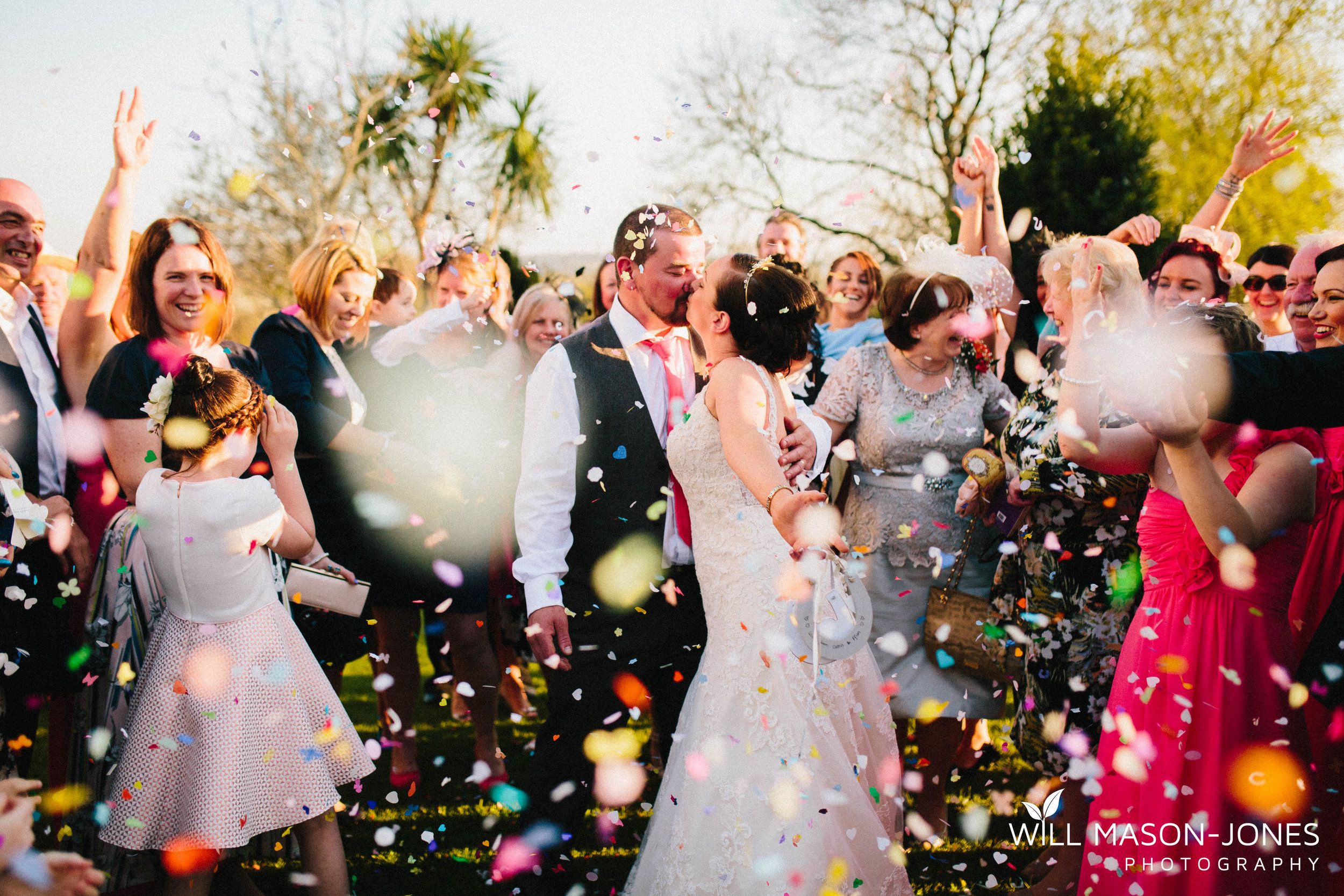  king arthur hotel gower swansea wedding photographer confetti 