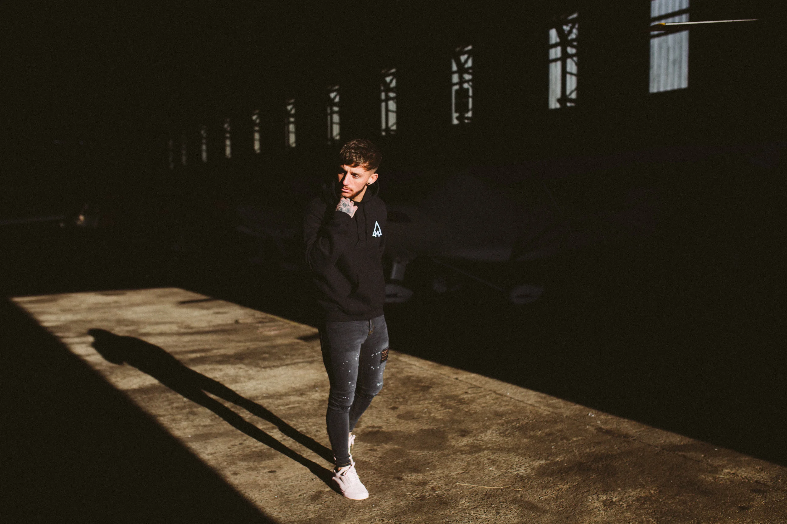 alternative colourful film dark moody tattoo fashion photography photographer cardiff london UK abandoned airport fire engine analogue creative lighting independent brand mens style