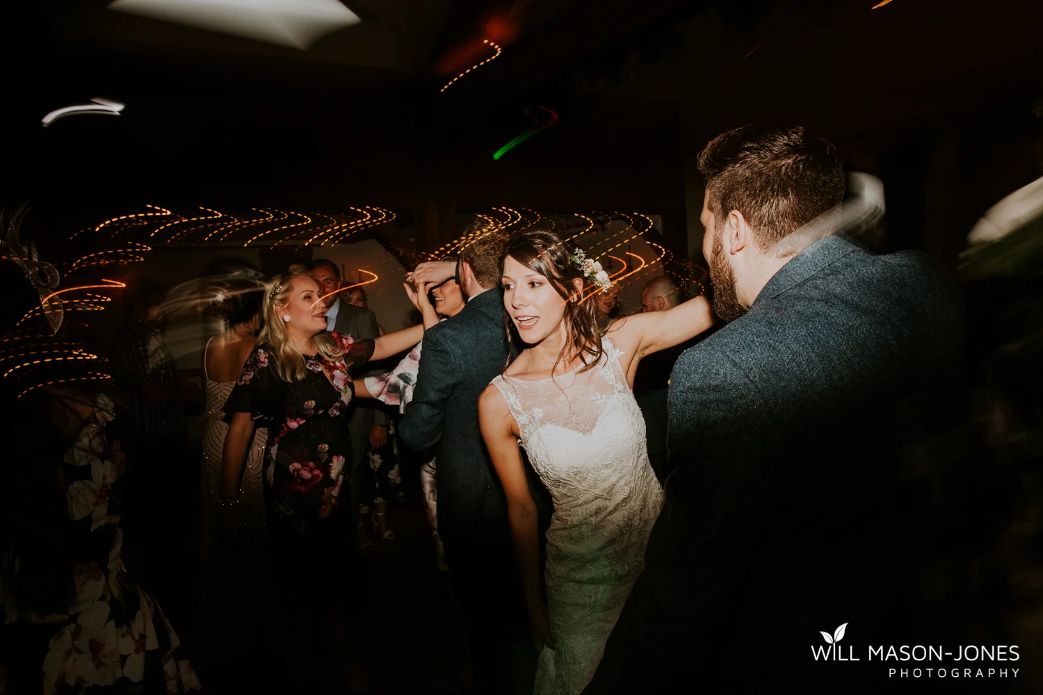  fun colourful and relaxed wedding dancefloor evening photography at king arthur hotel swansea 