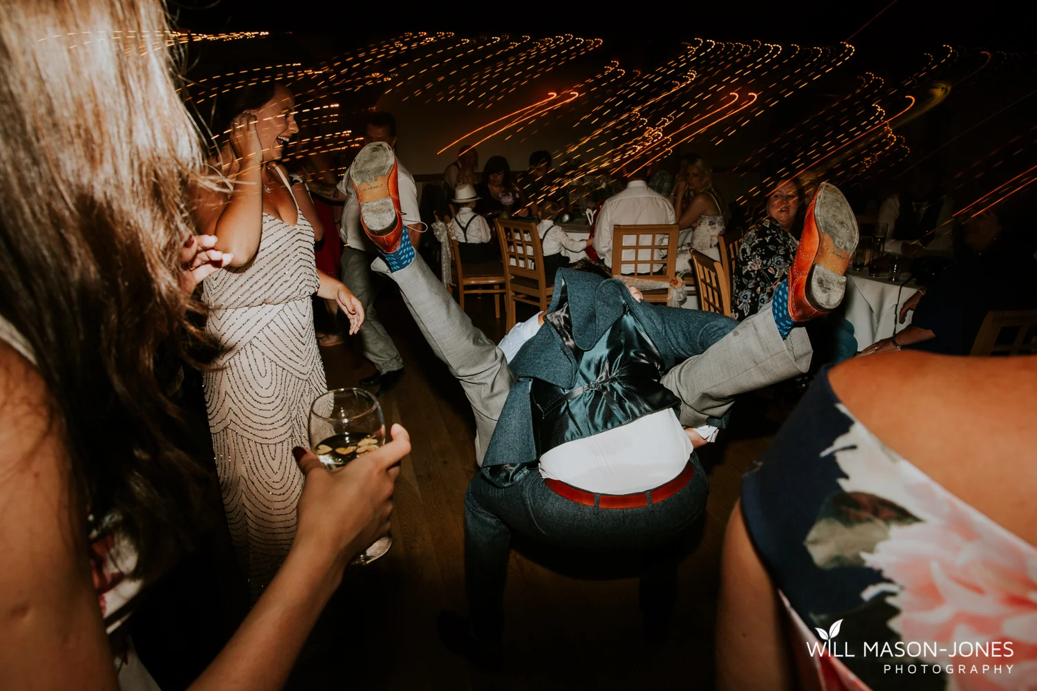  fun colourful and relaxed wedding dancefloor evening photography at king arthur hotel swansea 