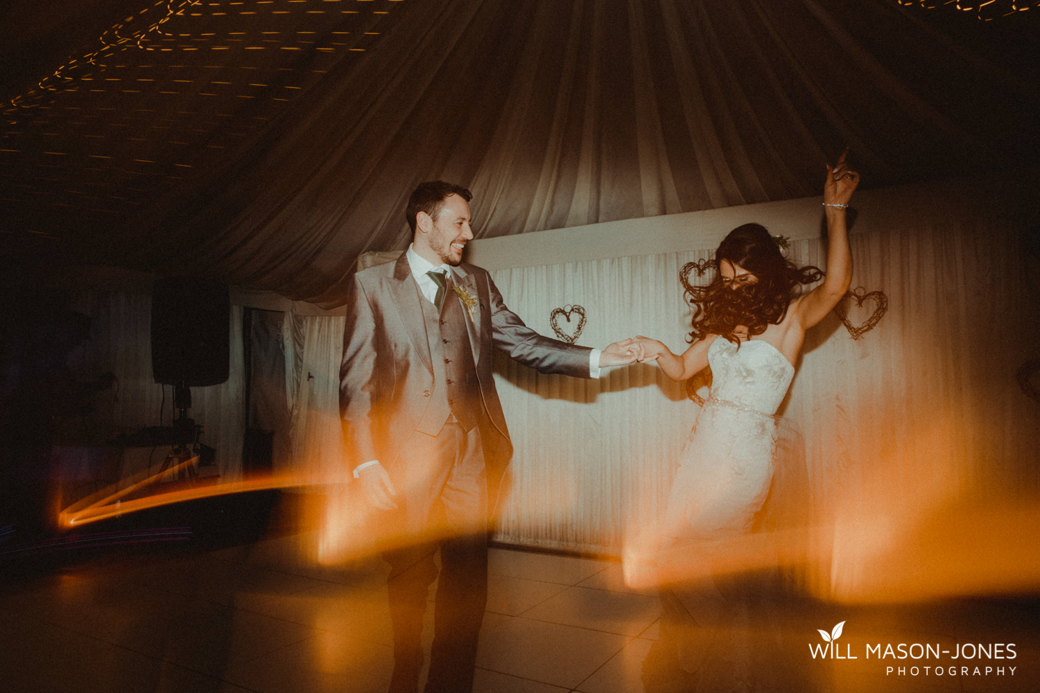  oxwich wedding reception evening dancefloor colourful fun photography 