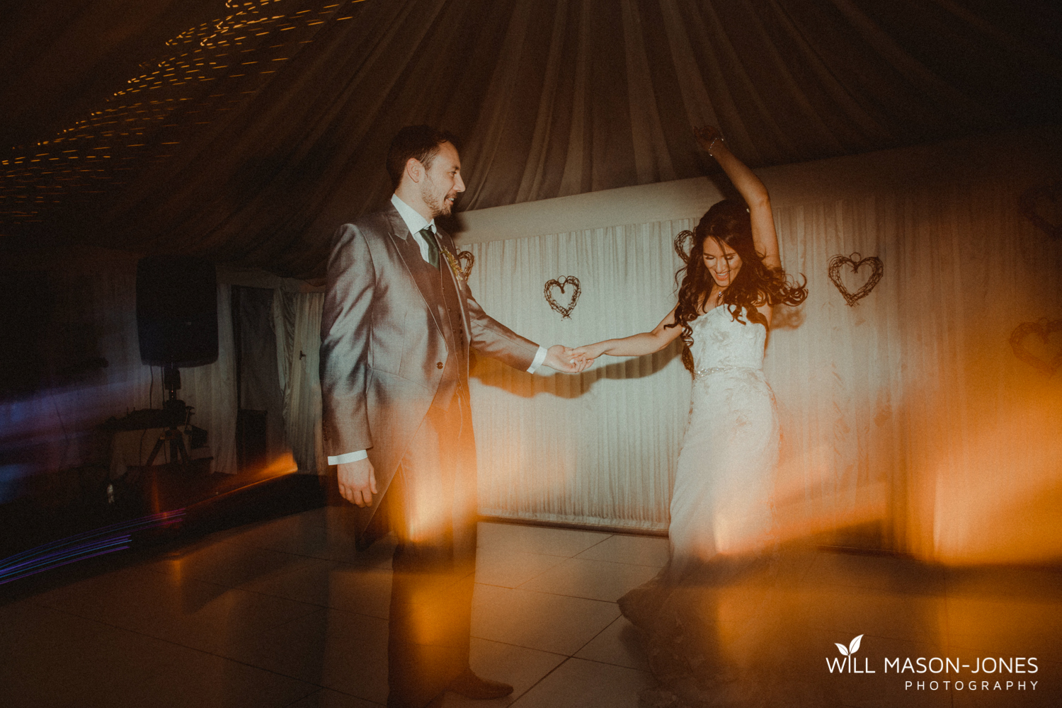 oxwich wedding reception evening dancefloor colourful fun photography