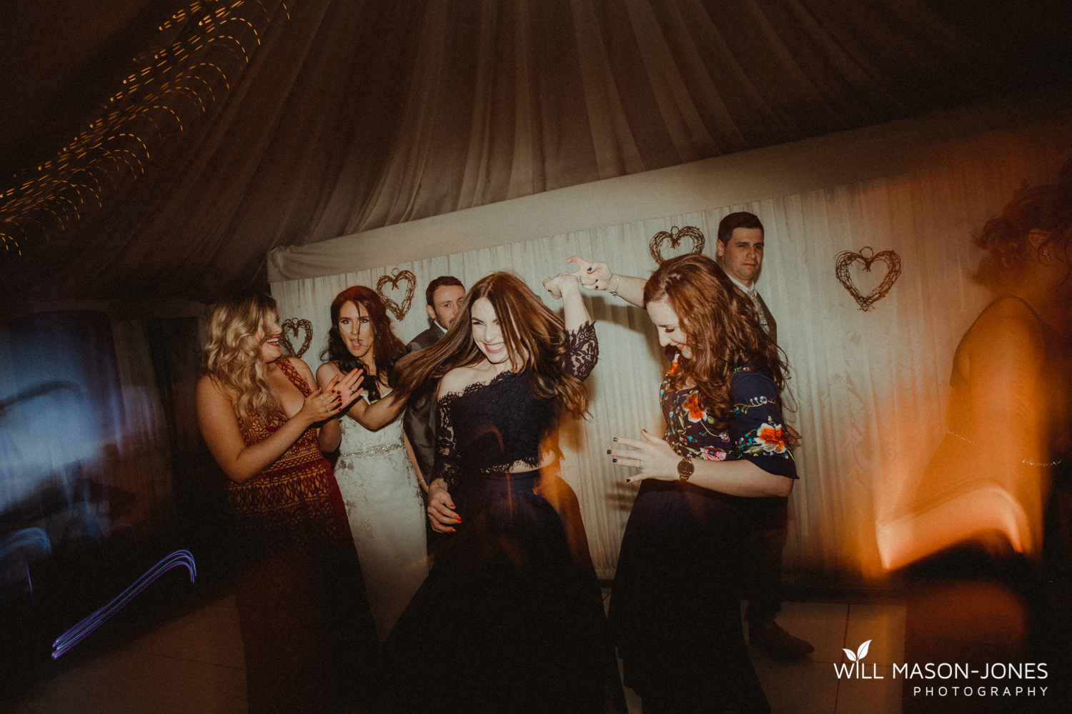  oxwich wedding reception evening dancefloor colourful fun photography 