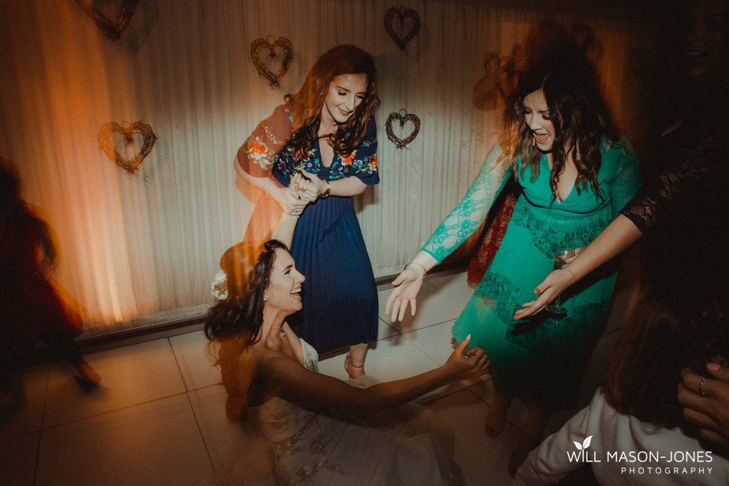  oxwich wedding reception evening dancefloor colourful fun photography 