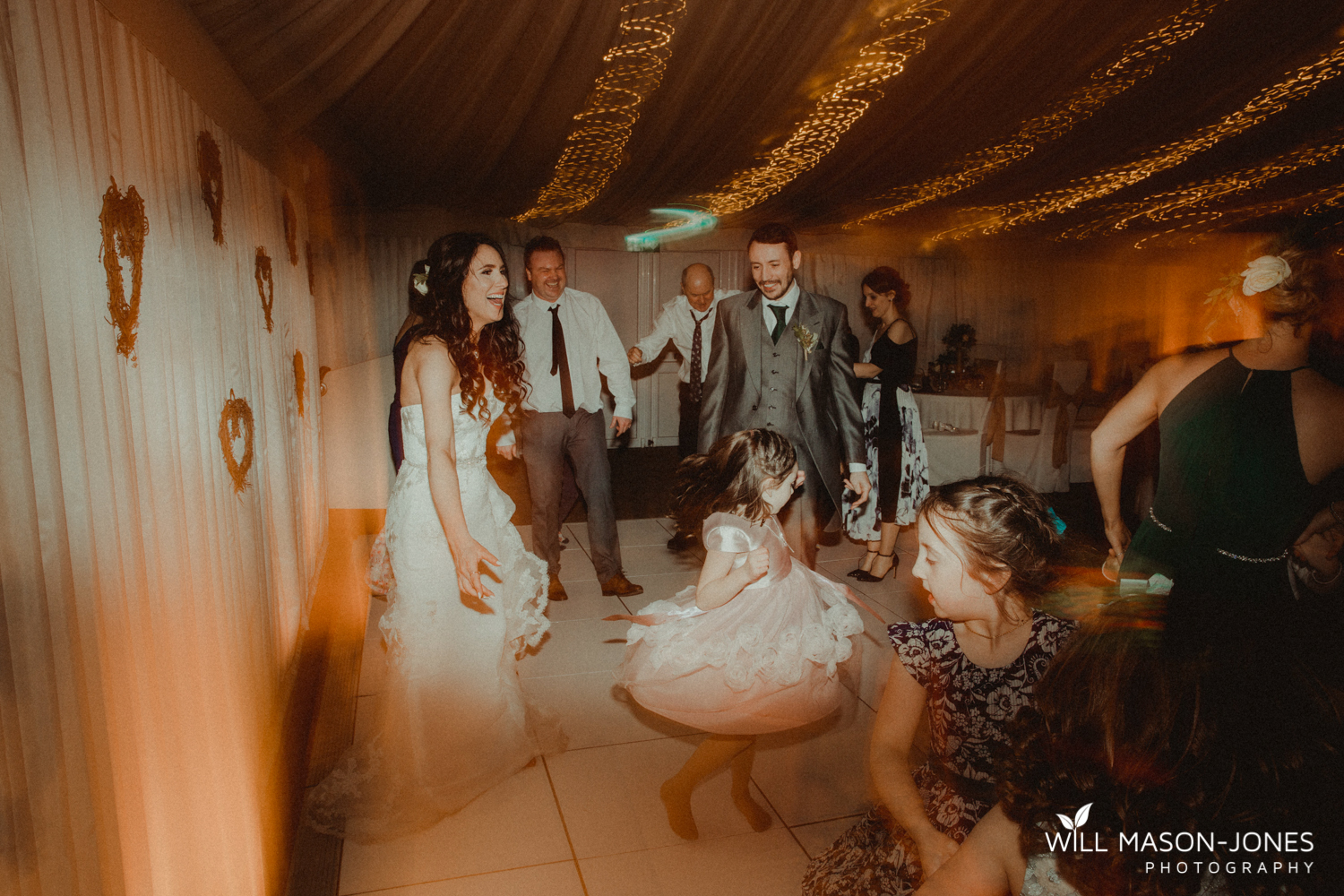  oxwich wedding reception evening dancefloor colourful fun photography 