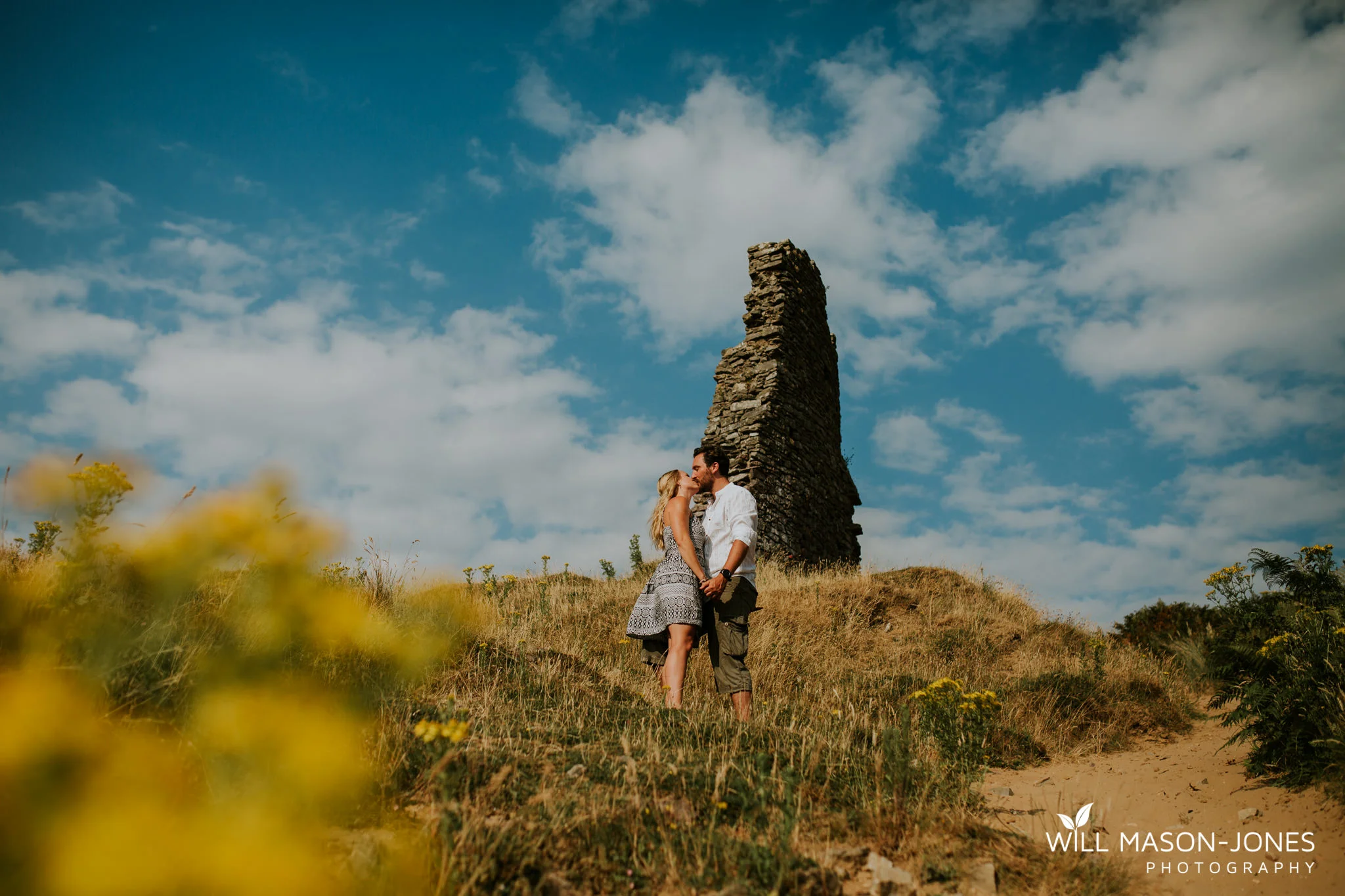 A summer evening pre-wedding photography session - Three Cliffs Bay, Swansea