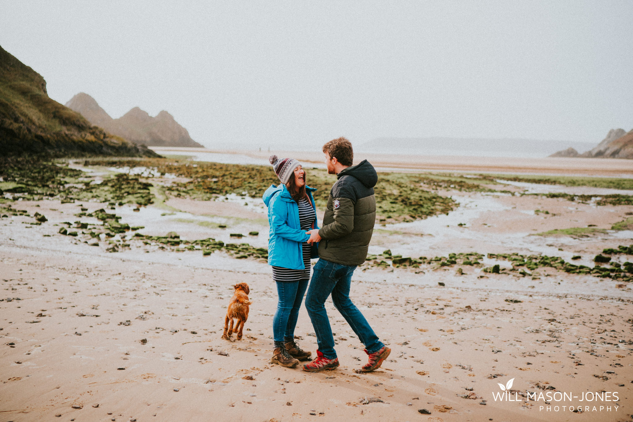 Pre wedding engagement couple photography relaxed session at three cliffs bay swansea gower 