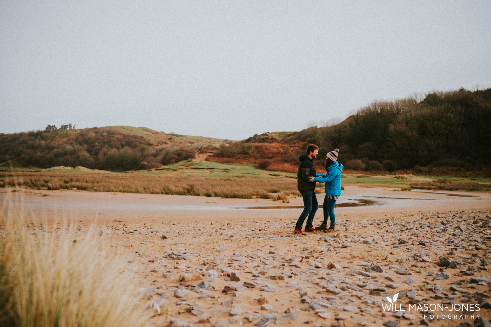  Pre wedding engagement couple photography relaxed session at three cliffs bay swansea gower 