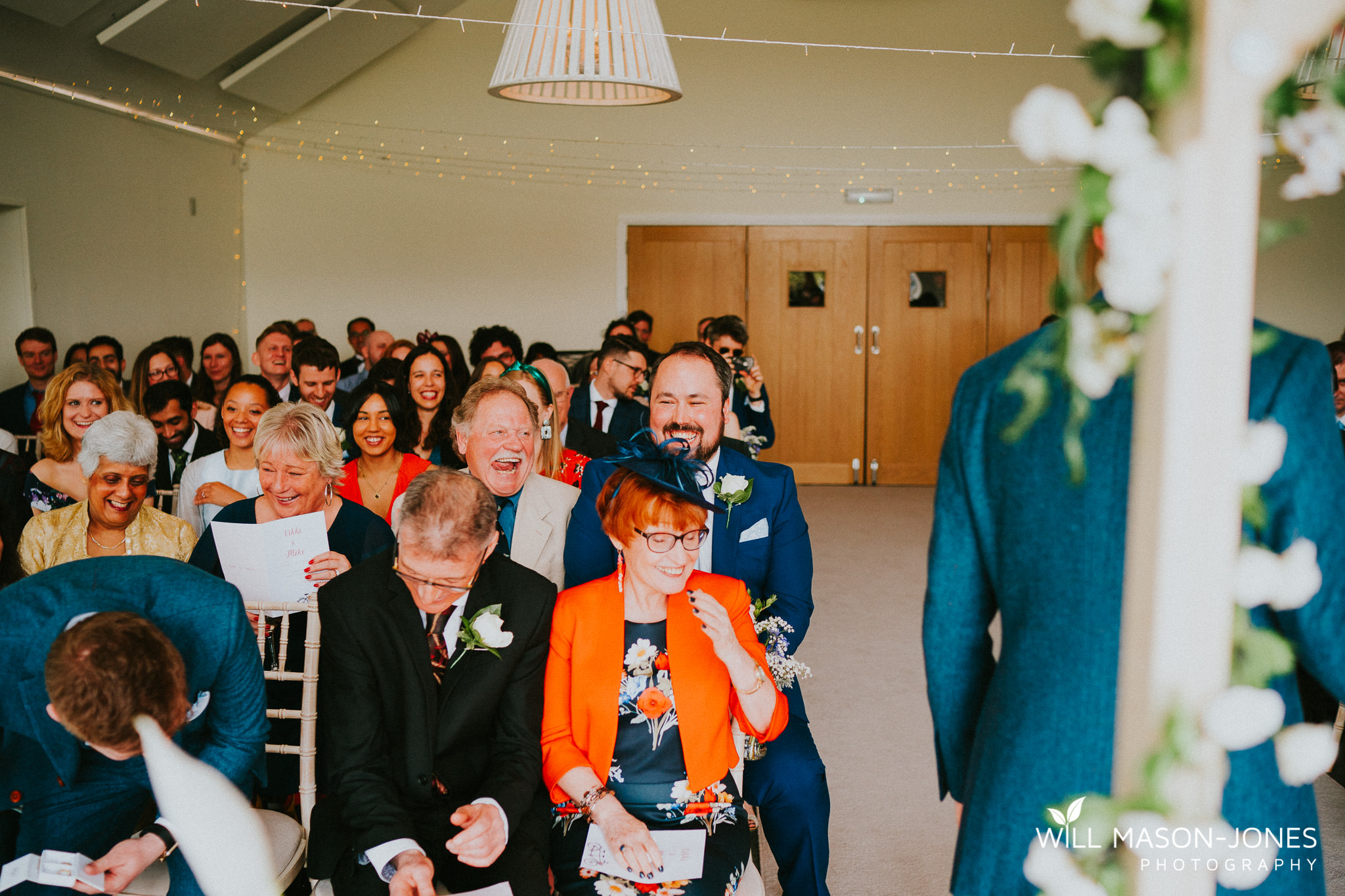  fun happy colourful wedding ceremony photography llanerch vineyard cardiff 