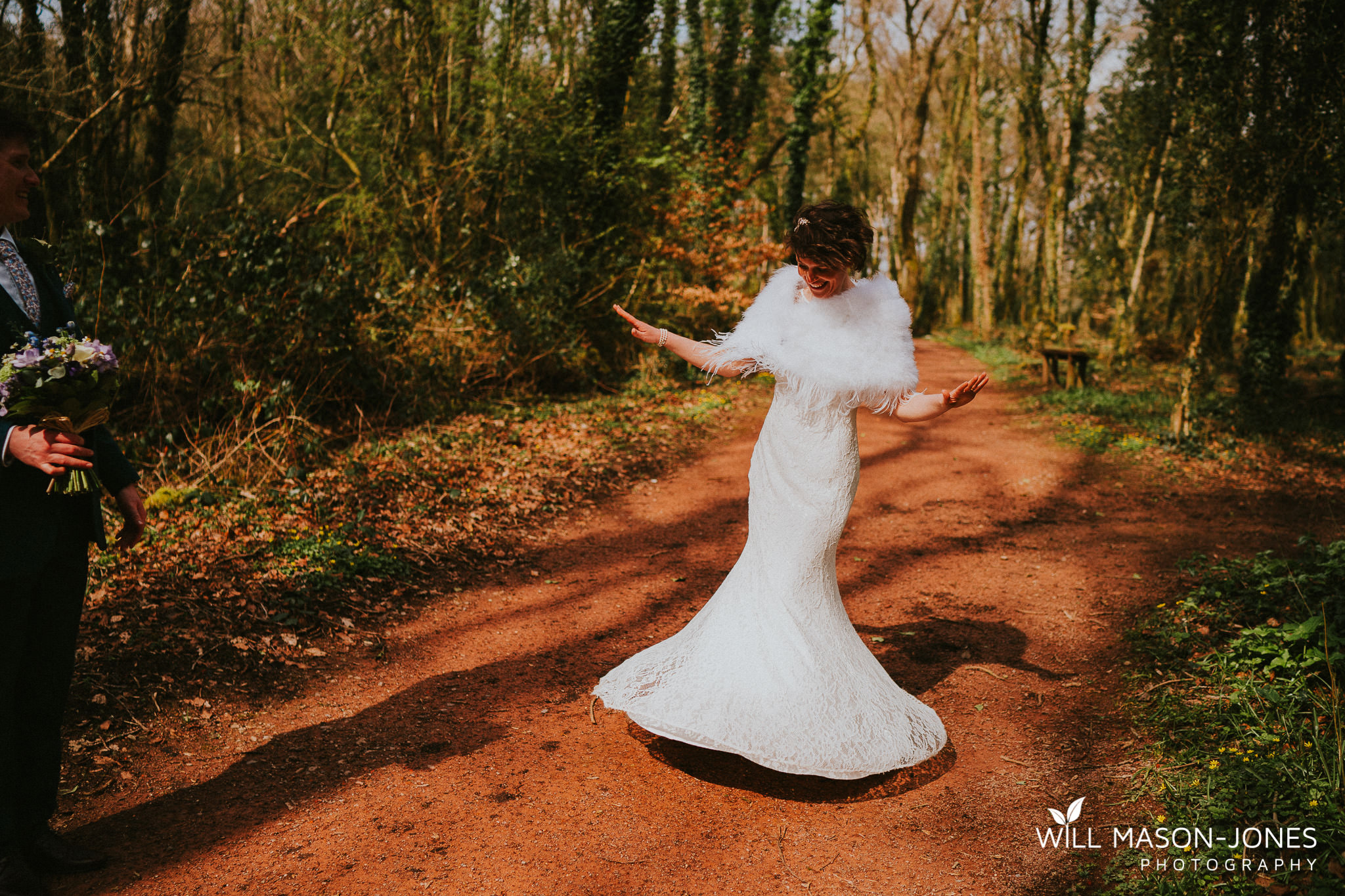  couple portrait natural woodland photography at llanerch vineyard cardiff wedding 