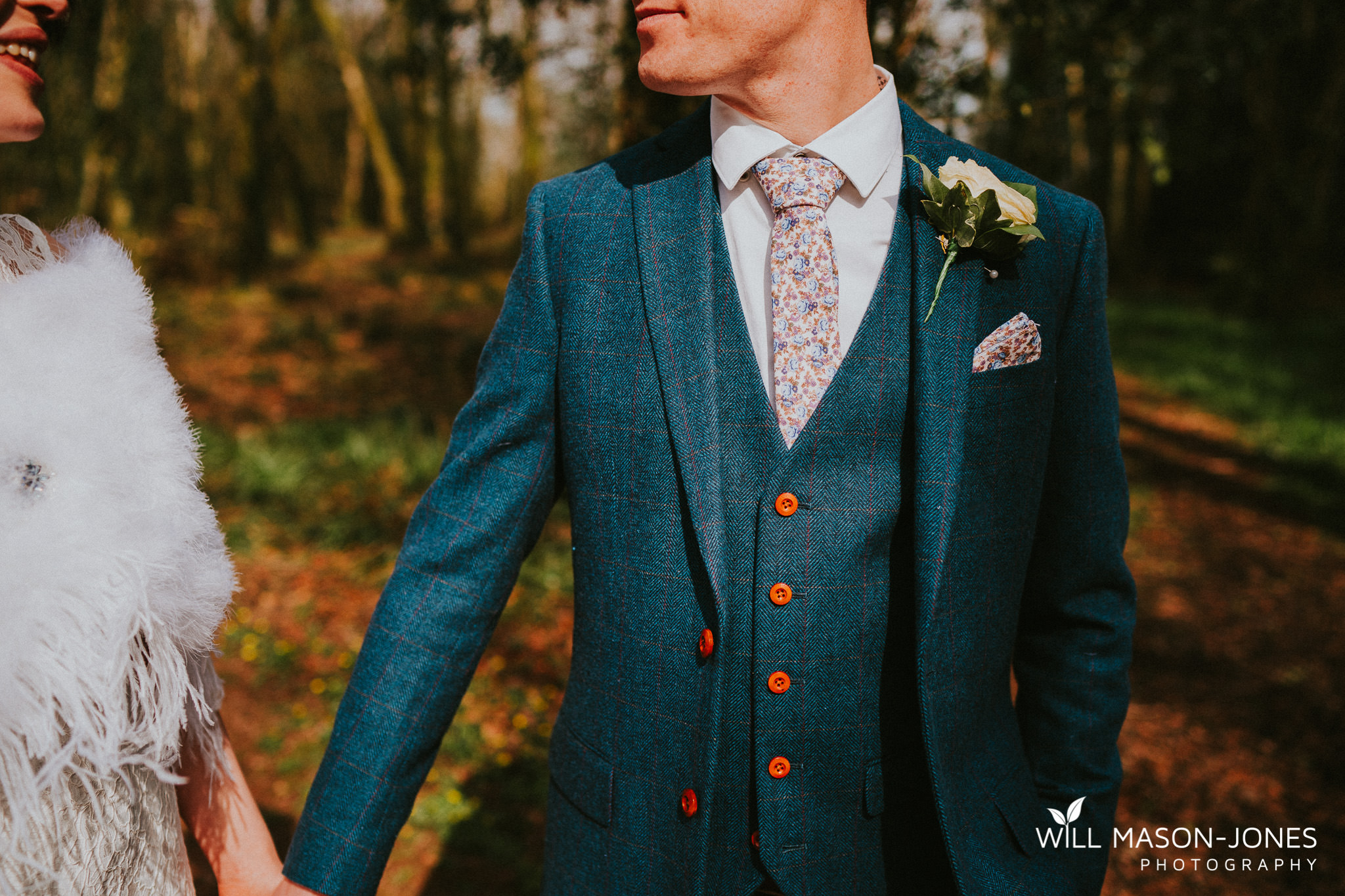  couple portrait natural woodland photography at llanerch vineyard cardiff wedding 