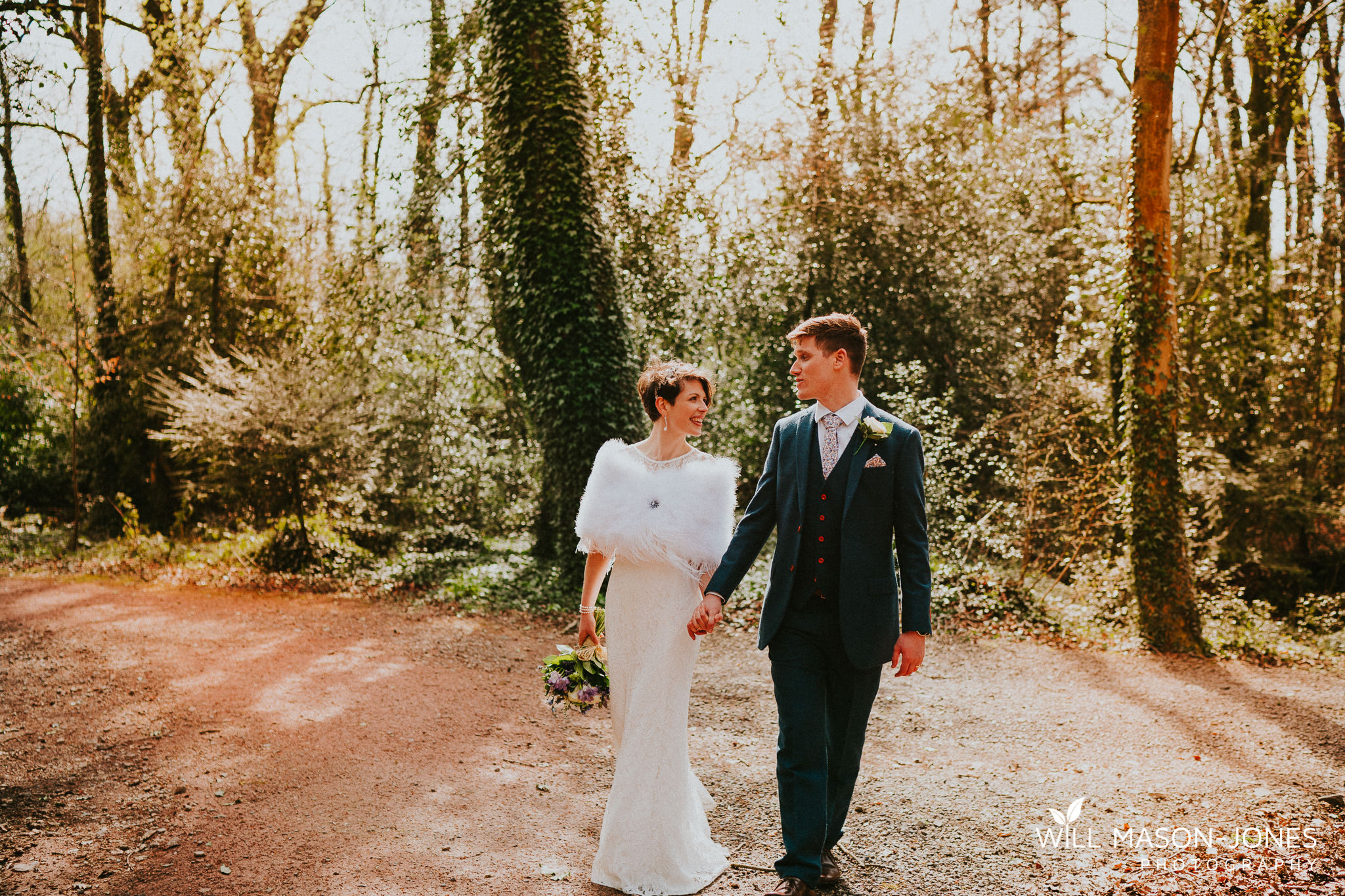  couple portrait natural woodland photography at llanerch vineyard cardiff wedding 