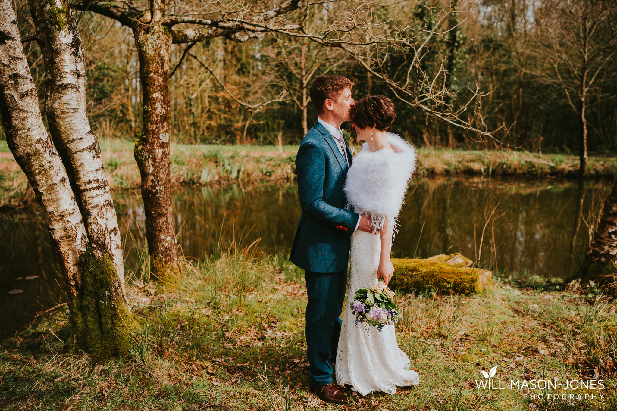  couple portrait natural woodland photography at llanerch vineyard cardiff wedding 