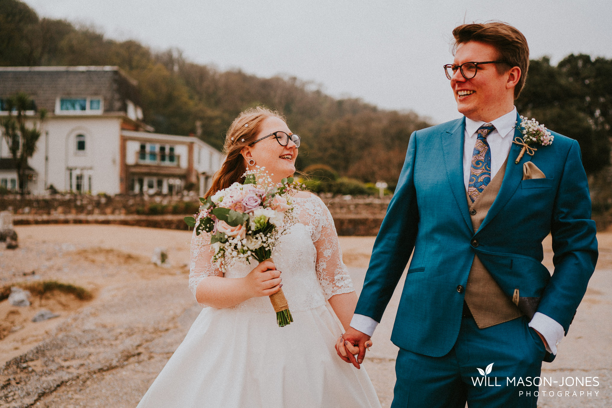  beach couple portraits colourful natural wedding photographer oxwich bay 