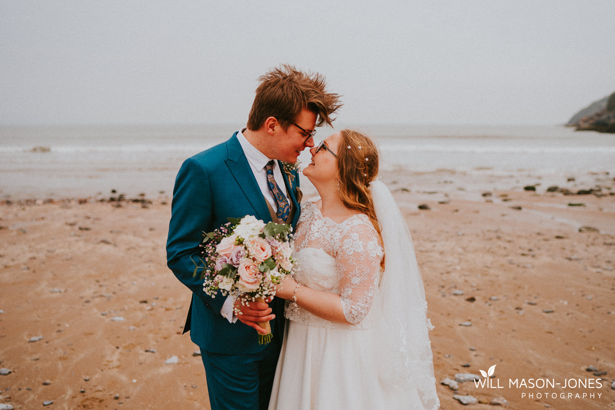  beach couple portraits colourful natural wedding photographer oxwich bay 