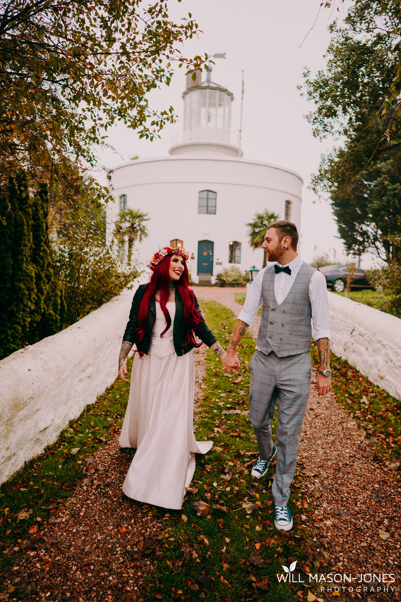 usk lighthouse relaxed alternative tattoo wedding photographers