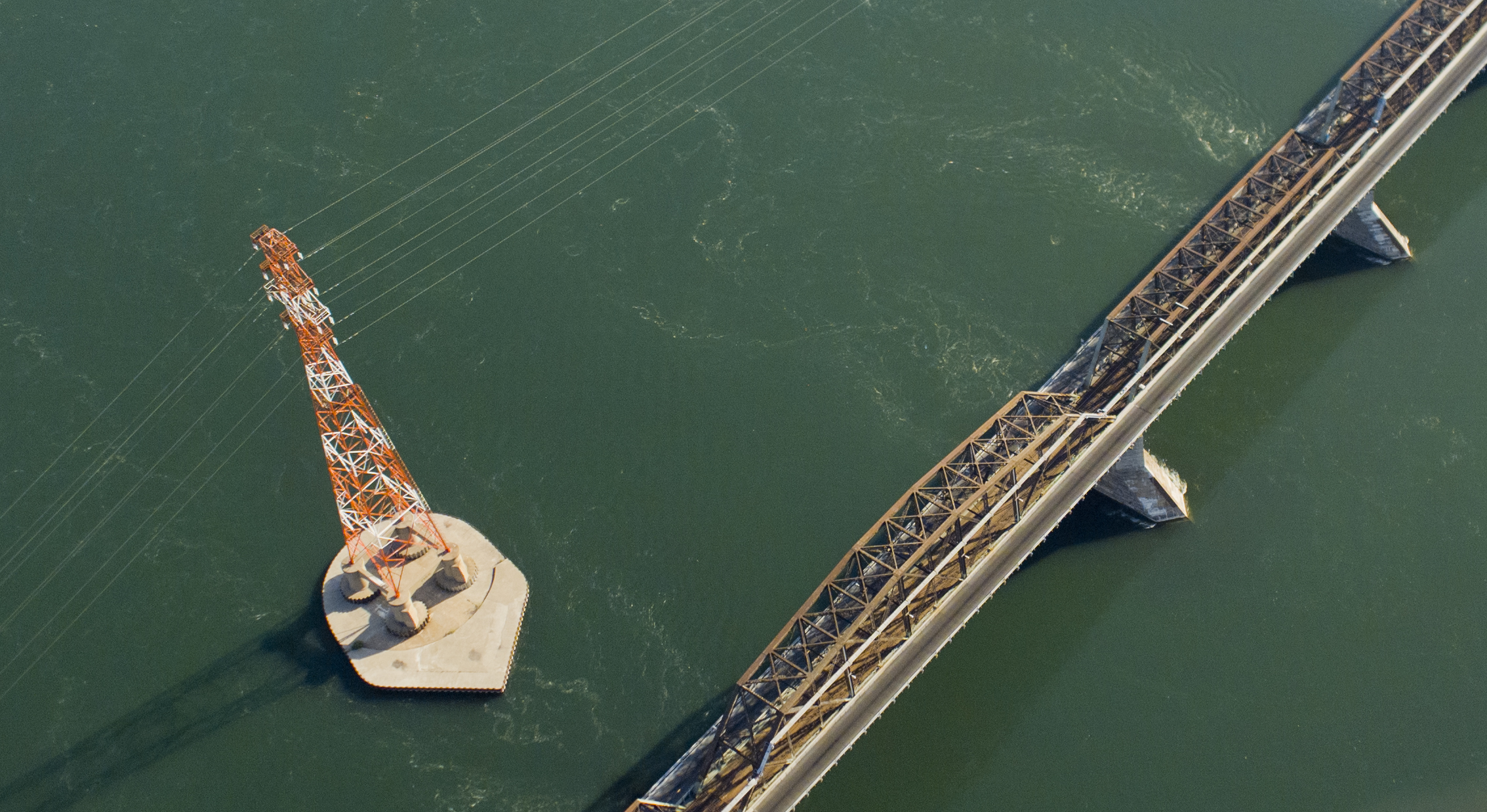 Victoria Bridge and high voltage lines, Montreal