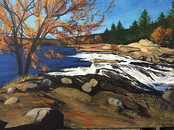 On Bala Falls 30"x40" Acrylic $900.00 on loan at Georgian Bay Hospice