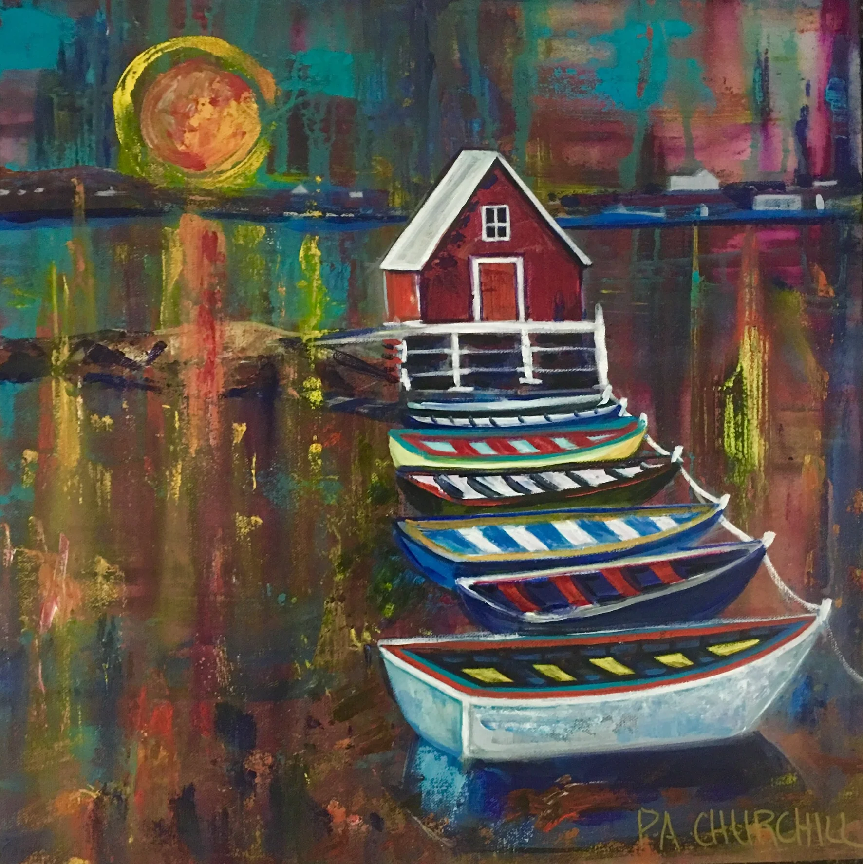 Sunrise Harbour 20”x20” Acrylic $300