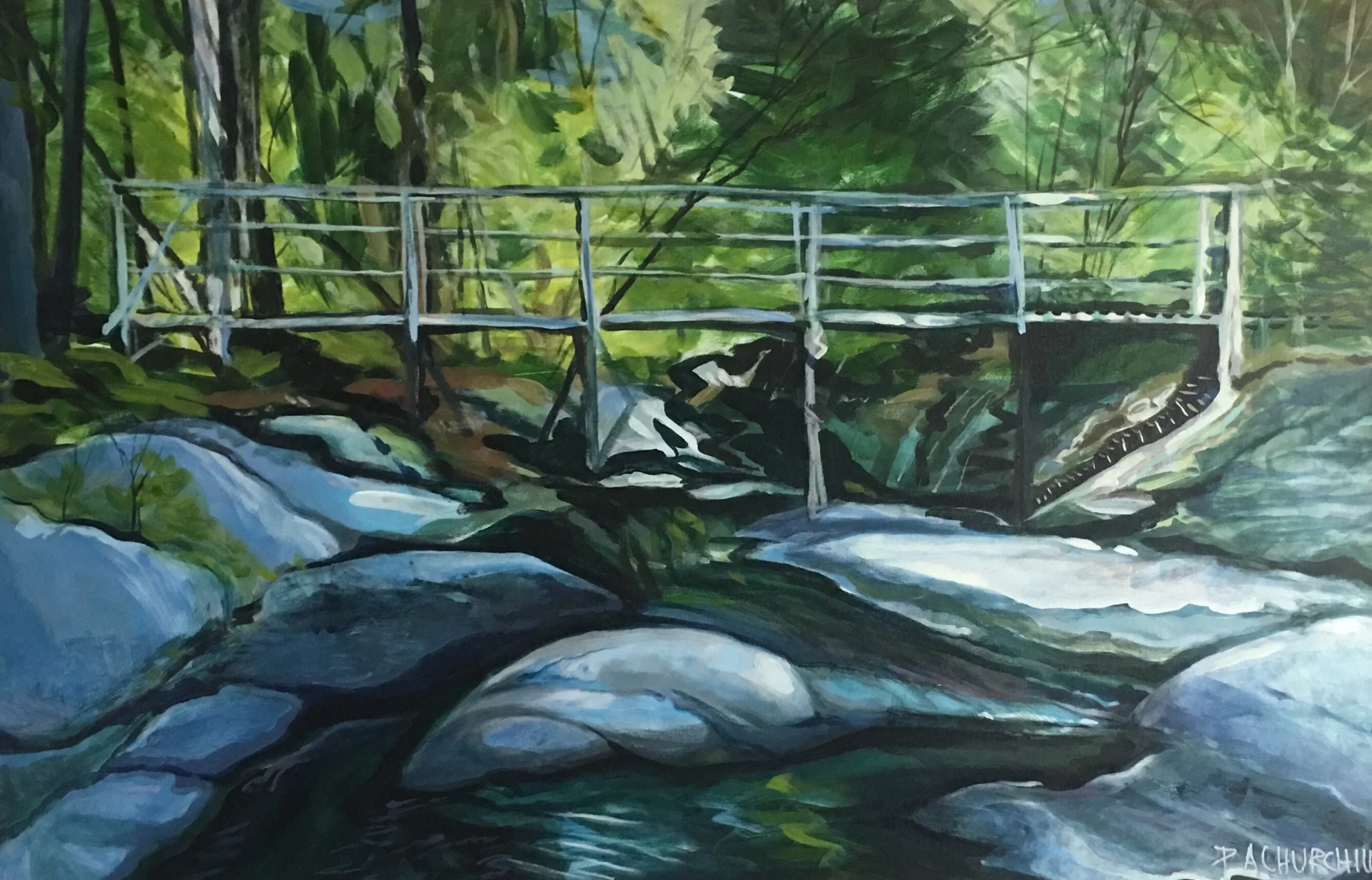 Secret Bridge in Saint-Sauveur 24”x36” Acrylic $650 SOLD