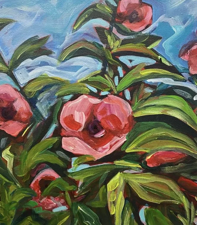 “ Camillia “ 12 X 12 acrylic - $195