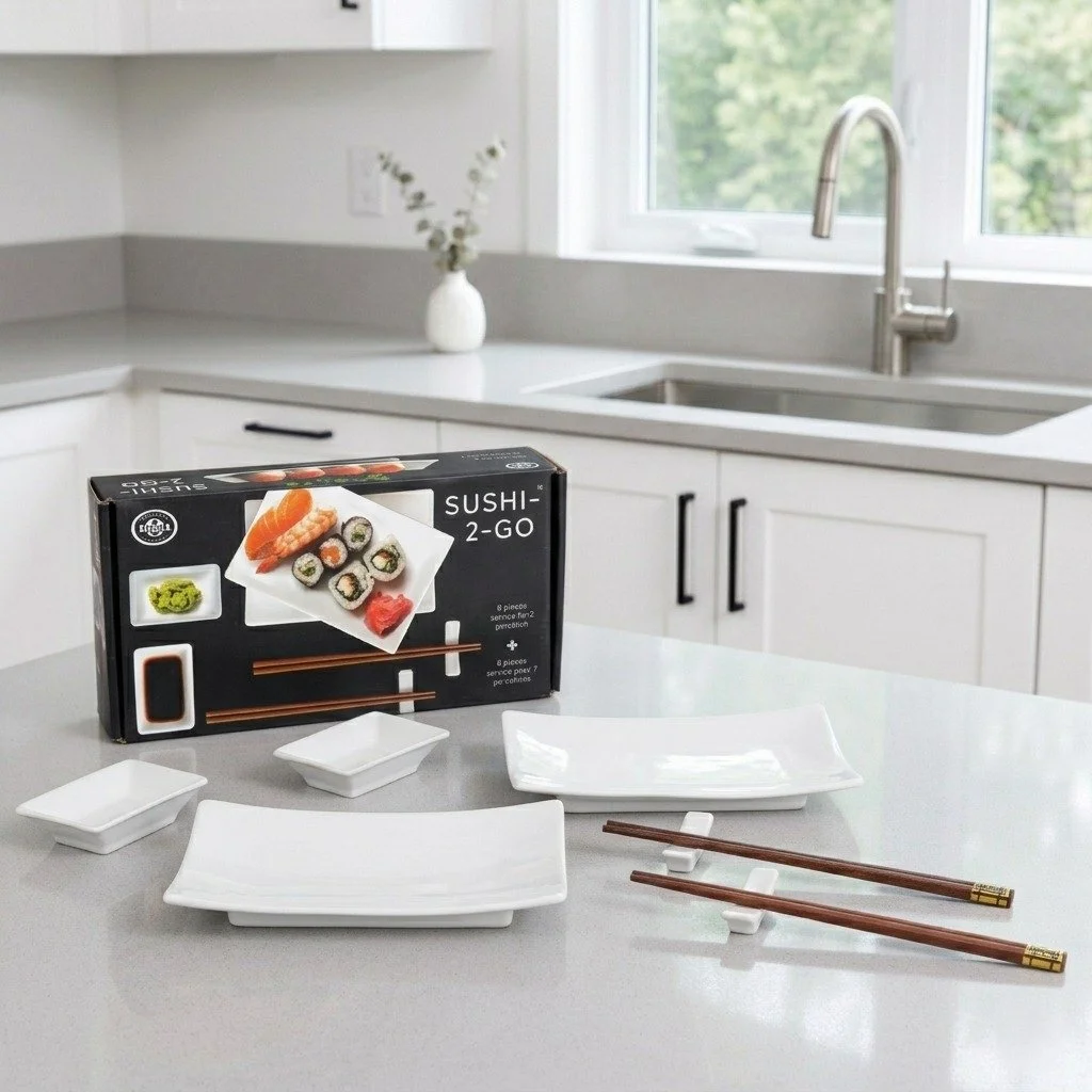 Bring the sushi bar experience home. 🍣
Our Sushi 2 Go Set includes:
🥢 2 chopstick sets and rests
 🍱2 plates
 ✨2 soy sauce dishes

#BIA #BIACordonBleu #SushiSet #DiningForTwo #KitchenStyle #SushiLovers #Serveware #SleekAndSimple #Tabletop #Tabletop