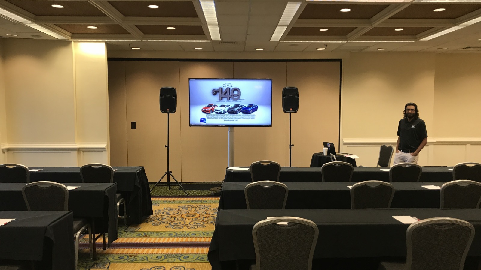 75' TV Rental with Portable PA System Setup