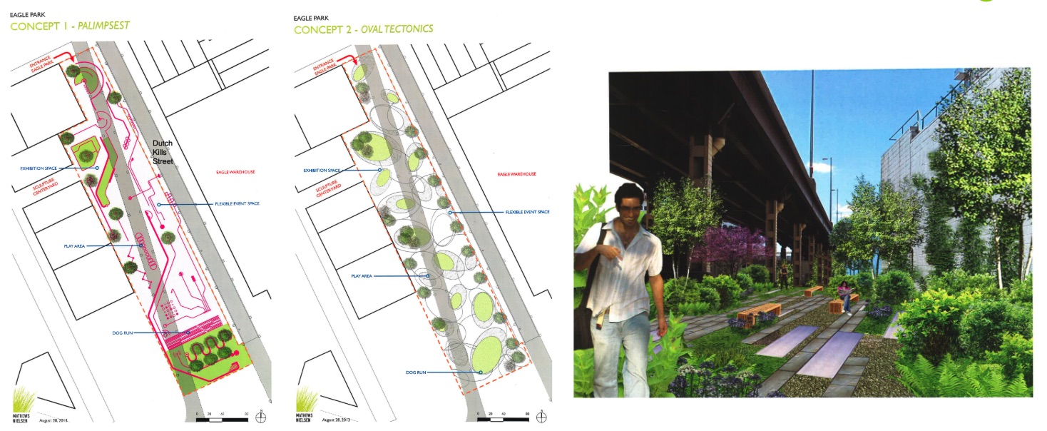 2013 - RockRose commissions Mathews Nielsen on a “Concept Proposal” and advocates to City to convert the DOT space into Public Space in conjunction with other stakeholders such CSCA, Community Board 2, and others