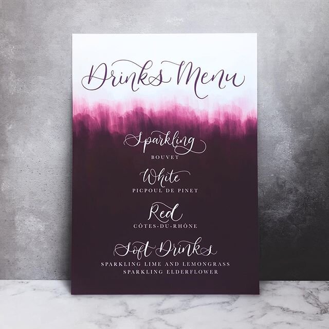 Think about what signage you may need or want at your wedding. What about a welcome sign, or an order of the day? Do you need to let guests know where to go, or what they are eating? Having a limited bar? Then maybe you could have an A4 or A3 drinks 