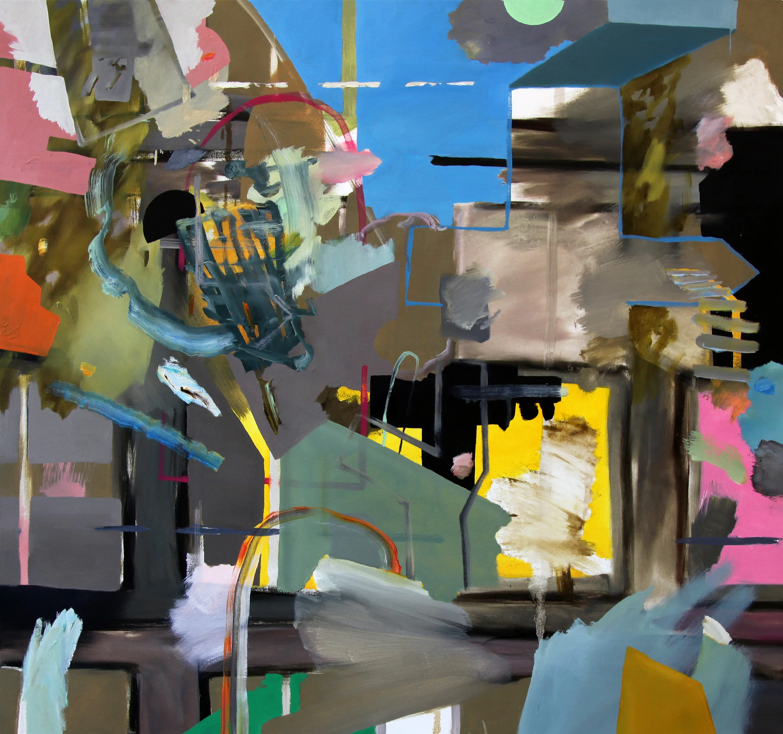 Out of Line. 2012. Oil on canvas. 36 x 34."