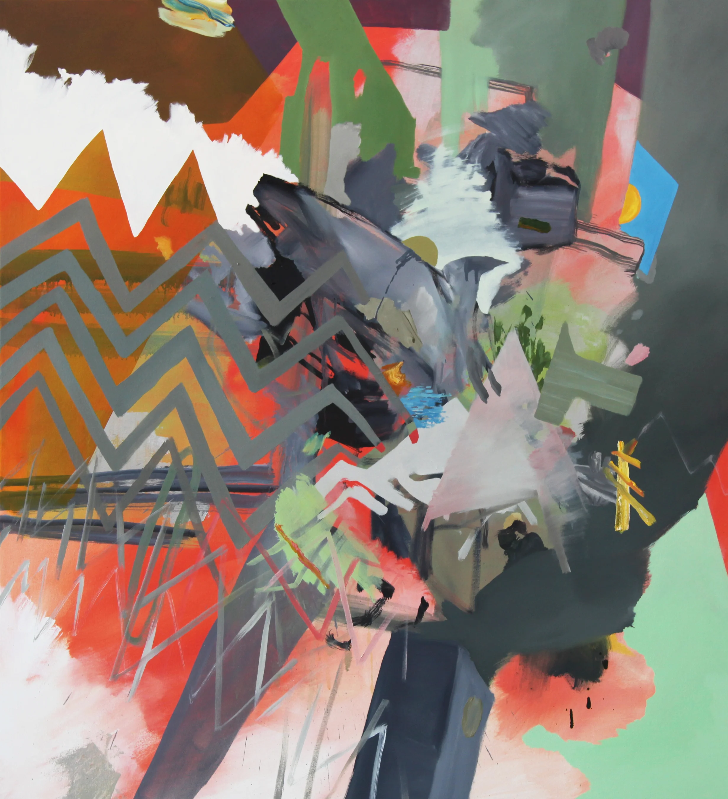 Complications in the Pattern. 2012. Acrylic and oil on canvas. 44 x 40."