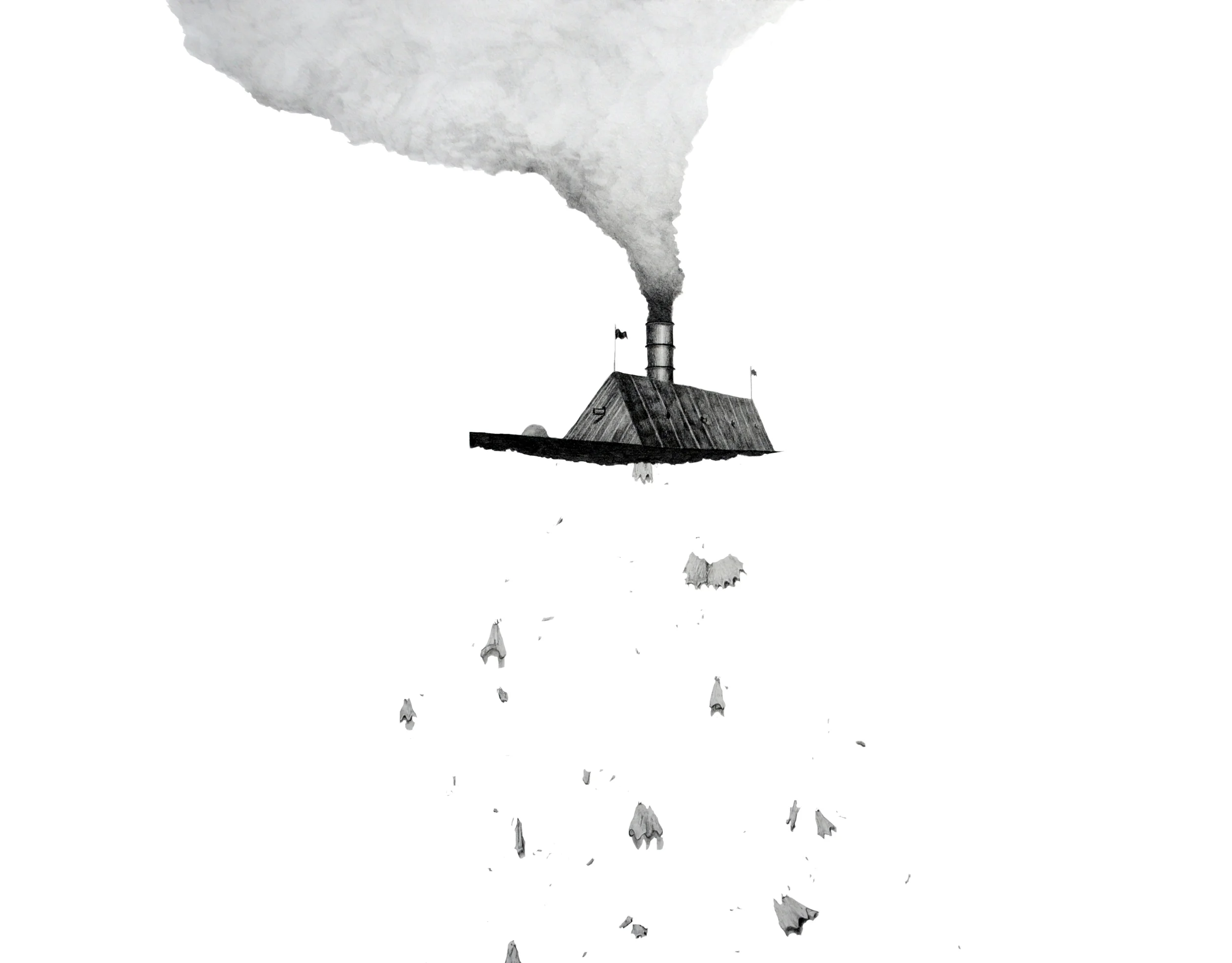 Suggestion of the Merrimac. 2011. Graphite on paper. 17 x 22.5."