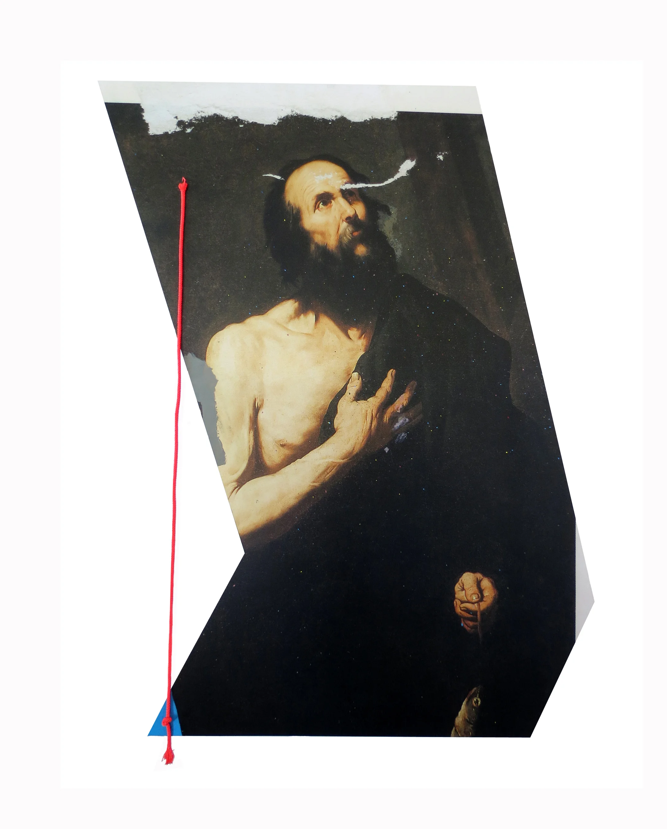Mystery and Fact/Fact and Mystery. 2013. Photo collage on lasercut plexiglas with acrylic. 36.5 x 25."