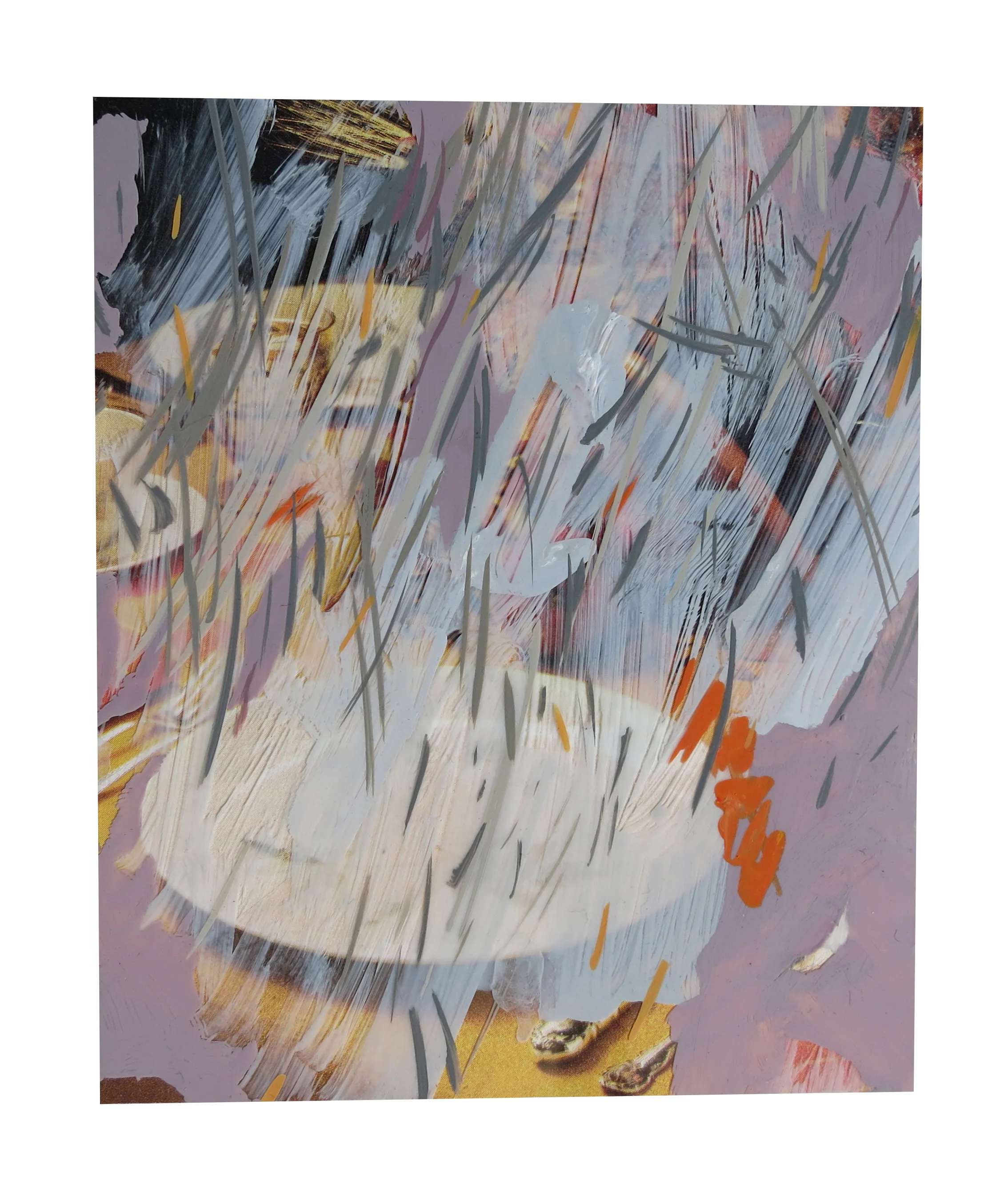 Undone, No. 1 2015 Casein on Duralar and collage 4.75 x 4"