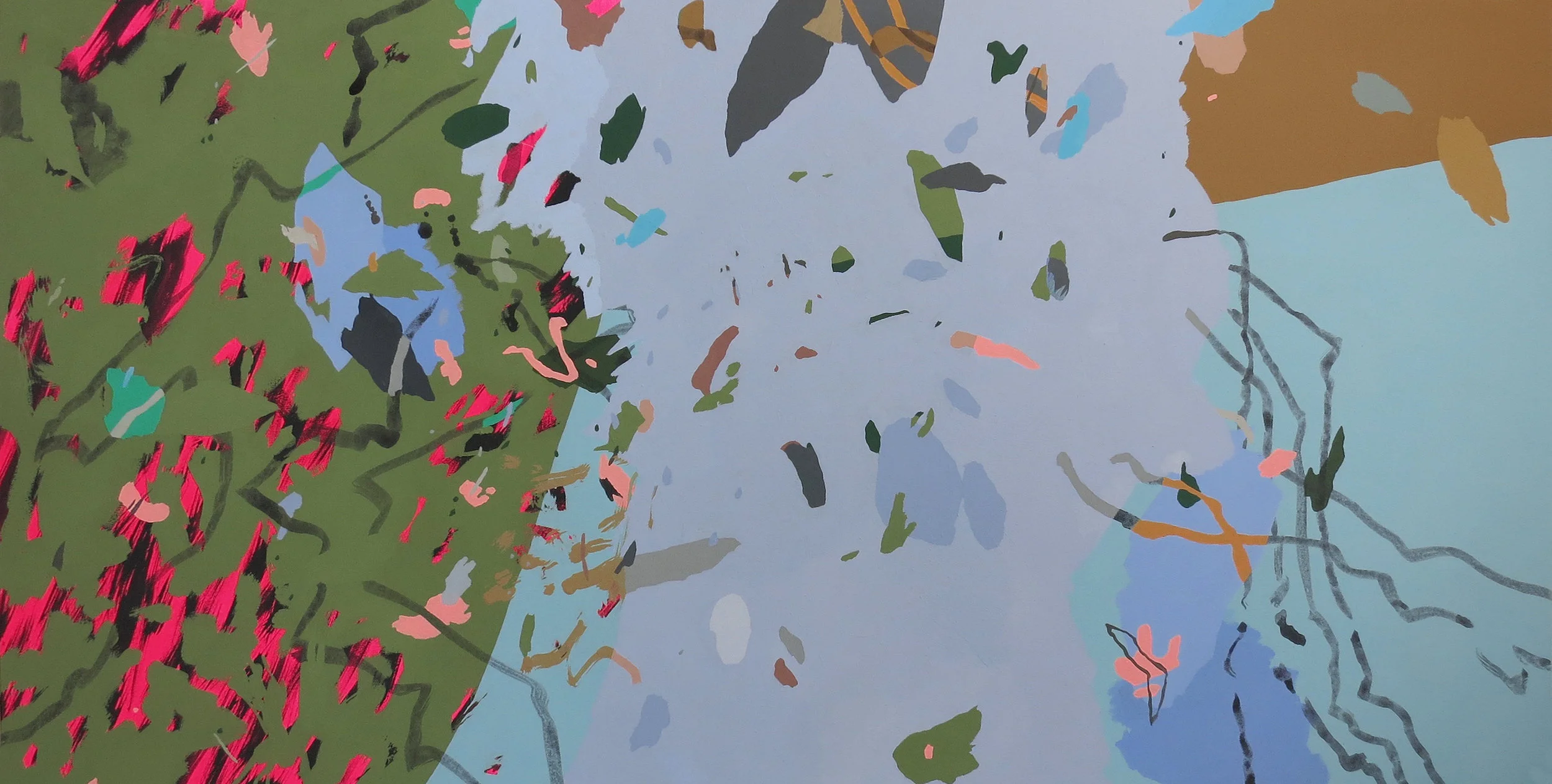 Giving Way. 2017. Flashe on canvas. 30 x 60."
