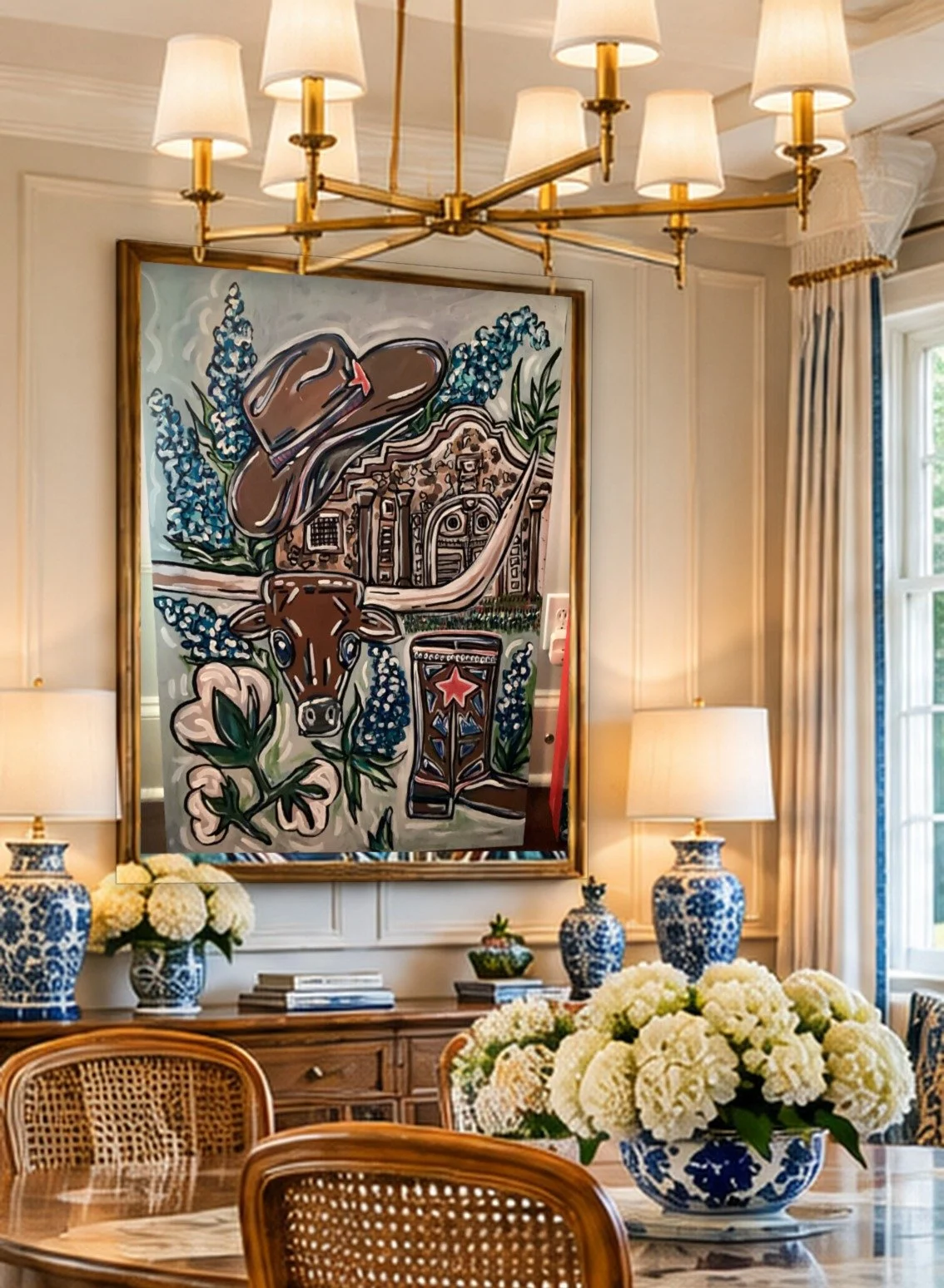 0092_Texas-Collage-Alamo-Longhorn_30x40in_Dining-Room.jpg
