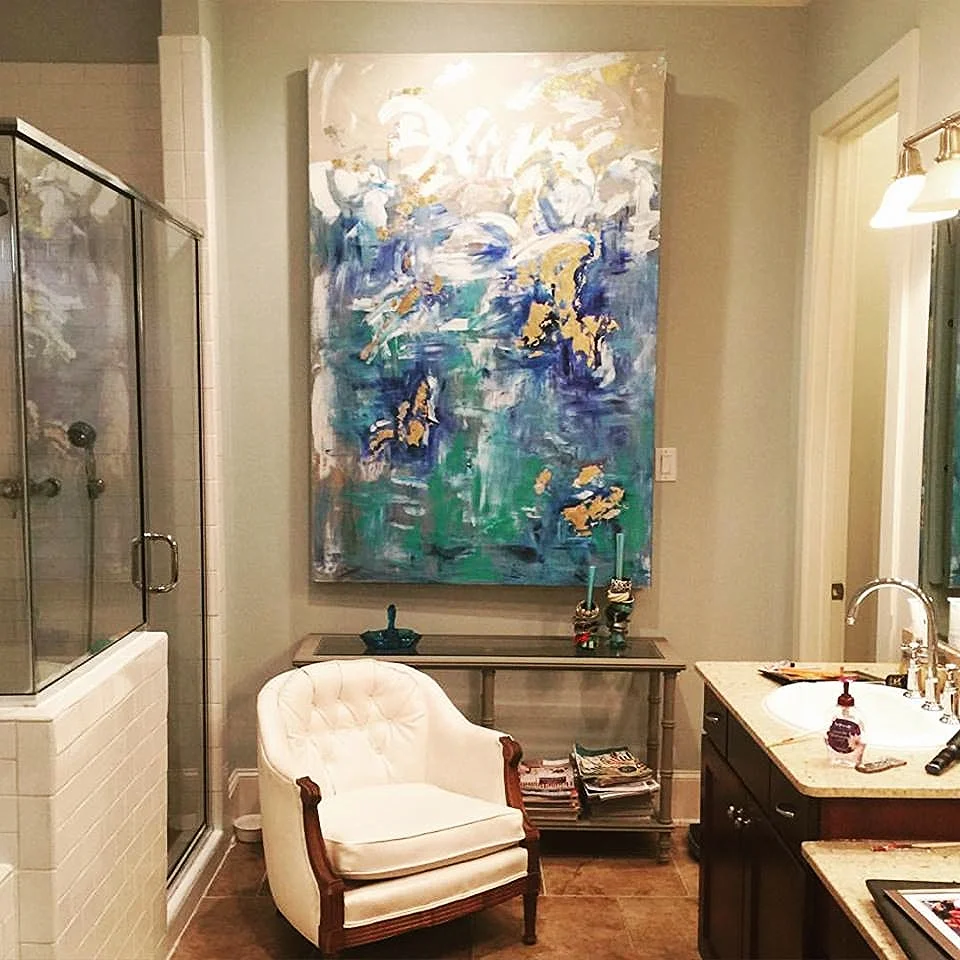 Master Bathroom custom 48x72 abstract - opens to hidden jewelry cabinet
