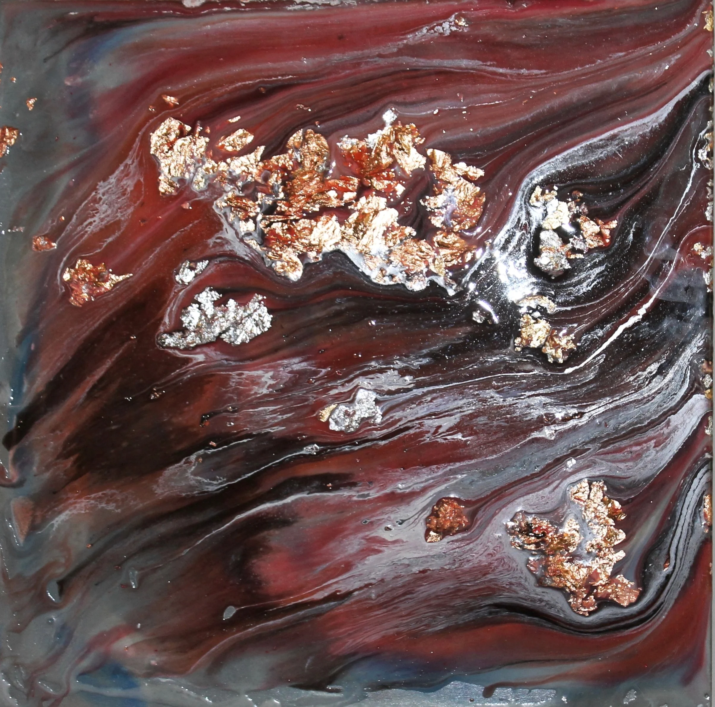 Metallic Goo | 18" x 18" on wooden canvas