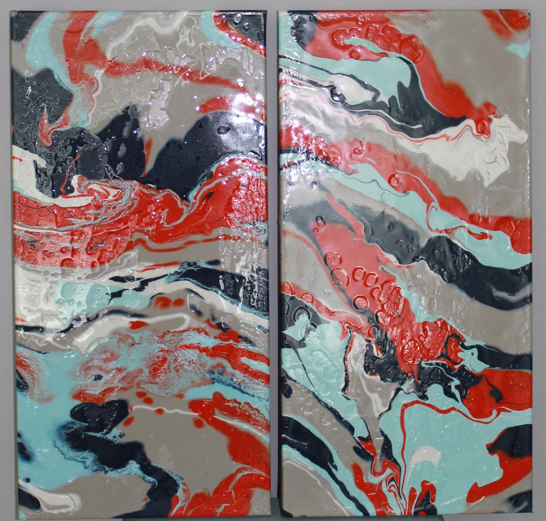 Fire and Ice | set of 2 24" x 12" on soft canvas