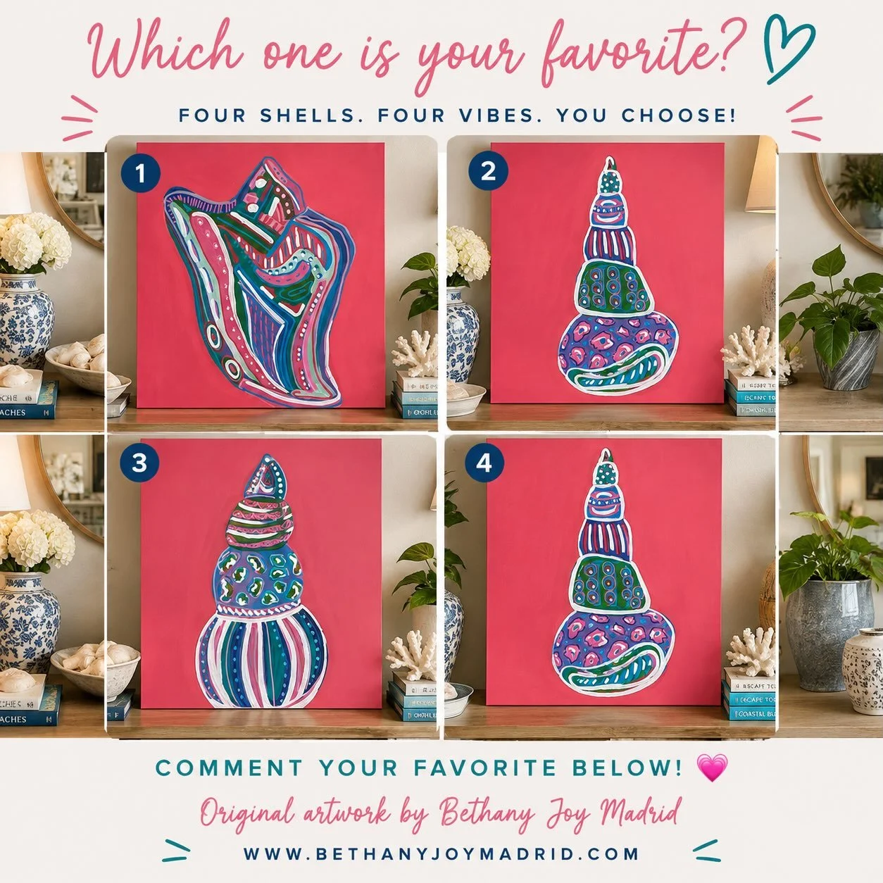 POV: You said you wanted &ldquo;just a little pop of color.&rdquo; 🎨🐚💗

&hellip;and then these happened.

I&rsquo;ve been playing with seashell shapes, unexpected patterns and LOTS of color&mdash;and I can&rsquo;t decide which one I love most.

Ea